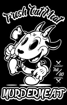 a black and white image of a cartoon dog