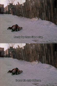 two pictures of someone laying down in the snow