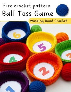 free crochet pattern ball toss game for toddlers to practice counting and number recognition