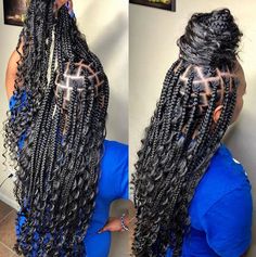 Curled Hair With Braid, Boho Box Braids, Boho Braided Hairstyles, Knotless Braid, Twisted Hair