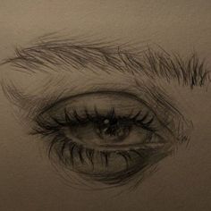 a drawing of an eye with long lashes