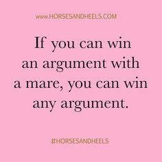 the quote if you can win an argument with a mare, you can win any argument