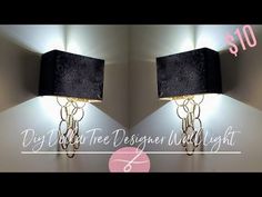 two black lamps on the wall next to each other with text overlay that reads, diy wall lamp design led light