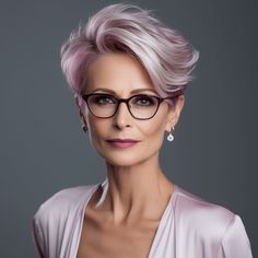 Short Hair Style For Women Over 60 With Glasses, Eye Glasses For Women Over 50, Glasses For Gray Haired Women, Pixie Hairstyles For Older Women Over 60, Glasses For Older Women, Timeless Hairstyles, Older Woman Glasses, Elegant Short Hair, Grey Hair And Glasses