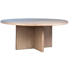 an oval dining table with a wooden base