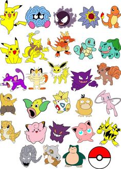 many different types of pokemon stickers on a white background