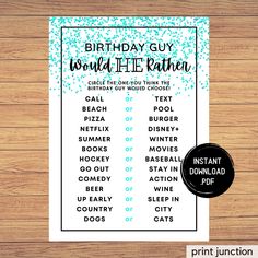 a birthday party game with the words happy birthday to you on it and blue confetti sprinkles