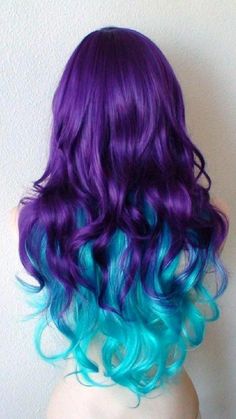 Black Hair Ombre, Blue Cosplay, Mermaid Hair Color, Purple Ombre Hair, Side Bangs Hairstyles, Creative Hair Color, Teal Hair, Dyed Hair Inspiration