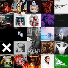 an image of many different album covers in the same color and size as well as text