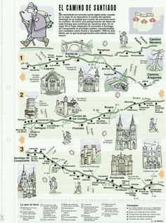 a map showing the locations and attractions in santiago, spain with spanish writing on it