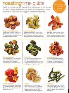 Guide to Roasting Vegetables, a cousin brought roasted cauliflowers to our Thanksgiving dinner and everyone raved about them! Healthy Food Recipe Videos, Vegetable Roasting Times, Antiinflammatory Meals, Beginner Cooking, Cooking Charts, Roasting Vegetables, Recipes Veg, Resep Diet Sehat, Starch Solution