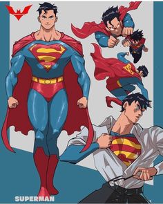 superman and his friends are in the same pose