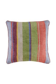 Multicolored Linen Blend Cushion | Andrew Martin Indus | OROA Tela, Indus River, Handwoven Throw, River Basin, Cosy Spaces, Andrew Martin, Luxury Cushions, Clouds Design, Handwoven Fabric