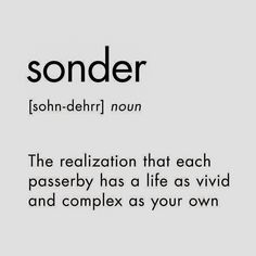 the words sonder are written in black and white