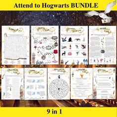the harry potters bundle is shown with instructions for each book, including an activity sheet and
