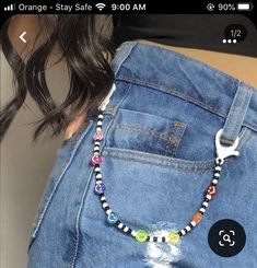 Diy Pearl Necklace, قلادات متدلية, Jeans Chain, Pant Chains, Бисер Twin, Diy Chain, Pretty Jewelry Necklaces, Bracelets Handmade Diy, Diy Clothes Design