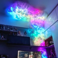 a room filled with lots of different colored lights