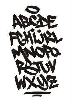 the alphabet is made up of letters and numbers in black ink on a white background