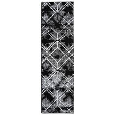 a black and white runner rug on a white background