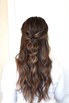 Formal Hairstyles For Brunettes, Bridesmaid Hairstyles Long Brown Hair, Formal Hair Ideas For Long Hair, Long Brunette Bridesmaid Hair, Long Wedding Hair Bridesmaid, Braided Hairstyles For Brown Hair, Boho Bridesmaid Hair Brunette, Boho Hairstyles Brunette, Braid Hairstyles Brown Hair