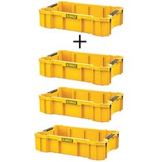 three yellow bins are shown with the same size and width for each one to fit in