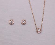 Jewelry Set Rose Gold Jewelry Set for Bridesmaids Rose Gold | Etsy Rose Gold Earrings Set, Rose Gold Chains Women, Simple Diamond Mangalsutra Designs, Rose Gold Mangalsutra Design, Pendant And Earrings Set Gold, Chain Set Design In Gold, Modern Gold Jewelry Sets, Pendal Set Design In Gold Simple, Pendal Set Design In Gold