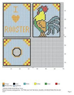 a cross stitch pattern with the words i love rooster