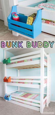 bunk beds with storage underneath them for children's toys and other things to play with