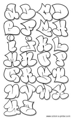 graffiti alphabets and numbers are drawn in the shape of letters with black ink on white paper