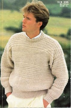 Male Sweaters, Mens Knit Sweater, Crochet Men, Chunky Jumper, Jumper Knitting Pattern, Country Casual, Chunky Knitting Patterns, Sweater Knitting Pattern, Knit Men