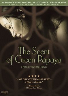 the scent of green papaya dvd cover with an image of a woman's face