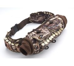 an image of a belt with buttons and chains on the waist strap that is made out of realtree camo