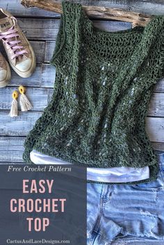 an easy crochet top with the text, free crochet pattern