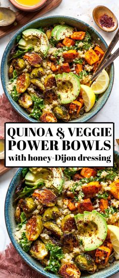 quinoa and veggie power bowls with honey - dijond dressing
