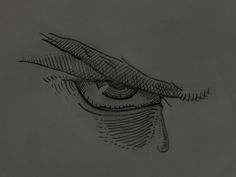 a drawing of an eye with a tear coming out of it's iris lens