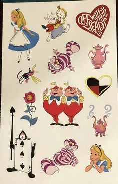 an assortment of cartoon stickers on a white sheet