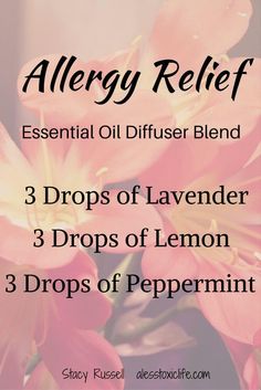 the allergy relief essential oil diffuser blend for 3 drops of lemon and 3 drops of peppermint