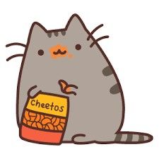 a cartoon cat is eating out of a bowl with the word cheetos written on it
