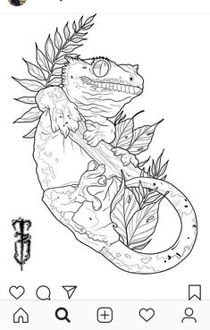 a coloring page with an image of a lizard