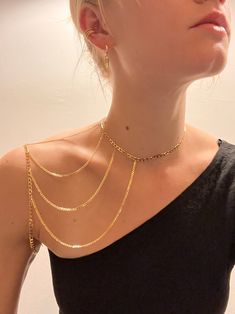 Shoulder Chain Choker - Etsy Jóias Body Chains, Shoulder Jewelry, Jewelry Lookbook, Shoulder Chain, Body Chain Jewelry, Girly Jewelry, Body Jewellery, Dream Jewelry, Chain Choker