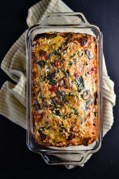 a casserole dish with mushrooms and spinach in it is on instagram