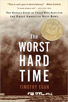 the book cover for the worst hard time by timy egann, with an image of a storm in the background