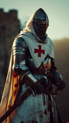 Templar Knight Tattoo, Temple Knights, English Knights, Templar Knight, Knight On Horse, Knight Tattoo, Warrior Concept Art, Crusader Knight, Armadura Medieval