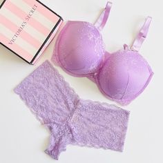 Vs Victorias Secret Lilac Purple Lingerie Set In Size: Bra: 36g (36dddd), Panties: Xl Very Sexy Strappy Lace Pushup Bra. Coming With A Lace Shortie Panty. The Oanty Has A Darker, Different Shade Than The Bra Brand New With Tags (Comes Without The Box) S Purple Bra, Pushup Bra, Purple Lingerie, Purple Bras, Corset Bra, Shop Bodycon Dresses, Pink Bralette, Bra Brands, Pink Bodycon Dresses