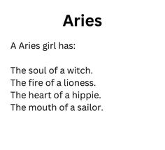 the poem aries is written in black and white