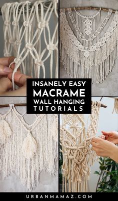 Looking for insanely easy macrame wall hanging tutorials? Check out these best macrame wall hanging tutorials and design ideas you shouldn't miss! Easy Macrame Wall Hanging Tutorials, Easy Macrame Wall Hanging, Easy Macrame
