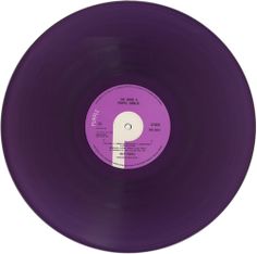 purple vinyl record with white label on it