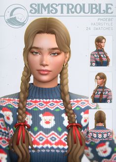 an image of a woman with braids on her head and sweater in the background