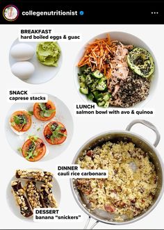 an image of different types of food on the table with words describing them in english and spanish