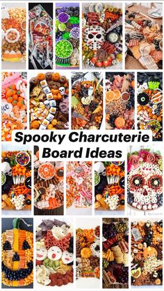 a collage of different pictures with the words spooky characterie board ideas